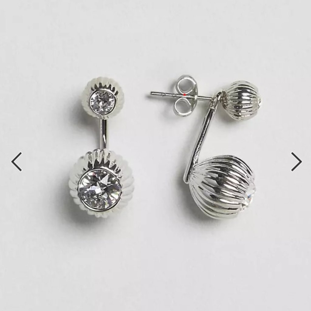 Ted Baker London Areal Plisse Swarovski Crystal Silver Ball Drop Earrings